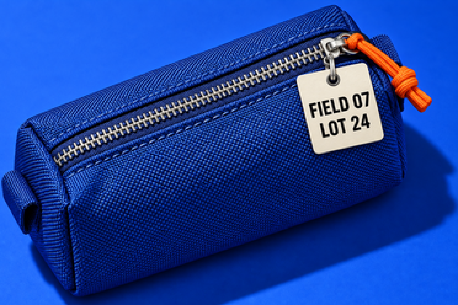 The pouch photo's own source pixels enlarged 4 times with no smoothing, at 100 %